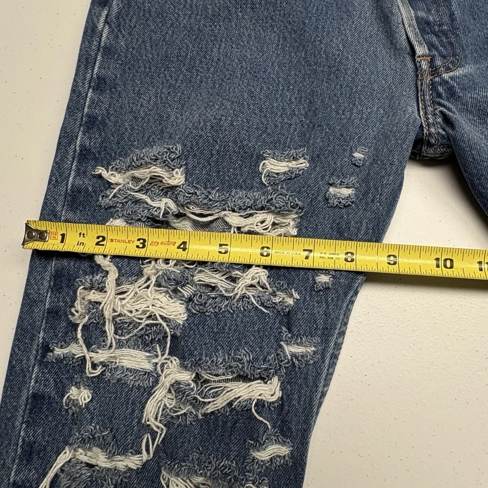 Levi's 501xx Series Medium Wash Distressed Straight Fit Button Fly Jeans red tag